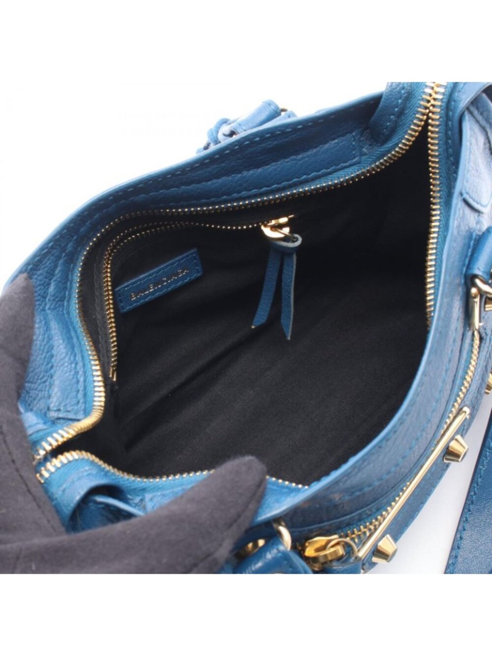 Balenciaga Handbag Classic Metallic Edge Mini City 2-Way Blue Leather - Picture 3 of 5